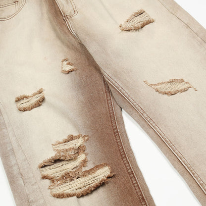 Men Jeans Ripped Distressed Trendy Loose