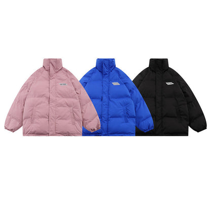 Men Coat Pure Color All-Matching Thickening Stand Collar Loose Casual