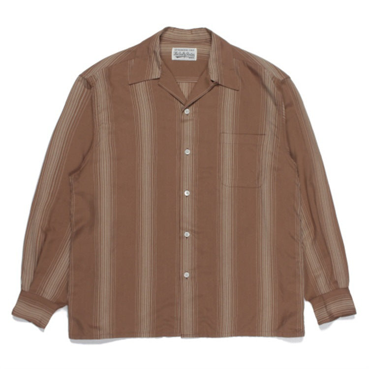 GUILTYPARTIES TIGER Shirts checked striped Hawaiian long-sleeved shirt