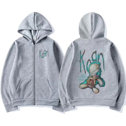 Korn Issues Rock Band Zipper Hoodie Men's Vintage Metal Goth