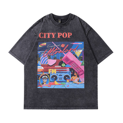 Men T-shirt Retro Short Sleeve T-shirt Men and Women