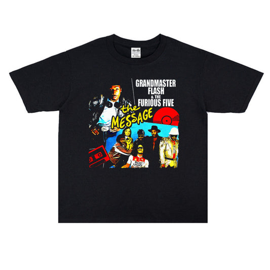 Rock Star T Shirt Grandmaster Flash & the Furious Five Master Fleish and Angry Five-Man T-shirt