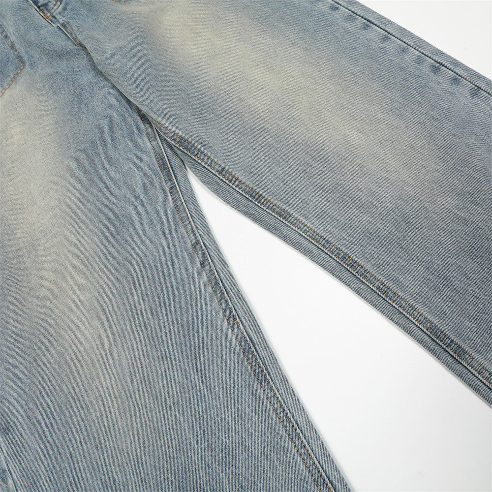 Men Jeans Solid Color Simple Personality Jeans Loose Casual