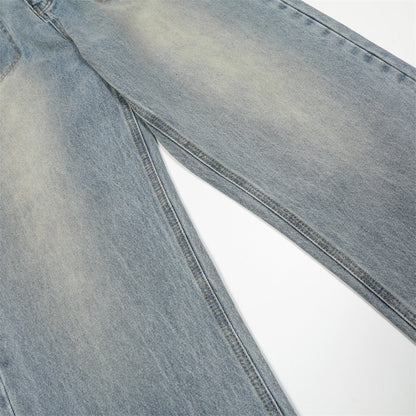 Men Jeans Solid Color Simple Personality Jeans Loose Casual