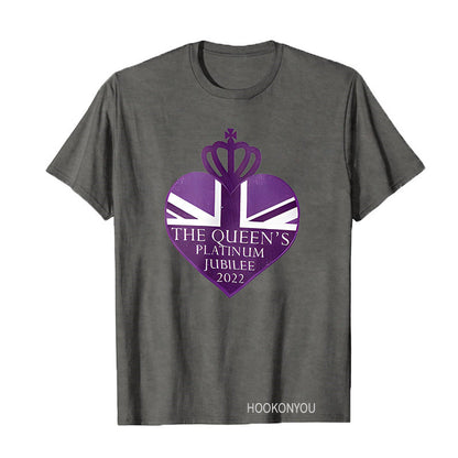 Inspired by Queen's Platinum Jubilee 2022 Elizabeth 70 Years T-shirt round Neck Short Sleeve