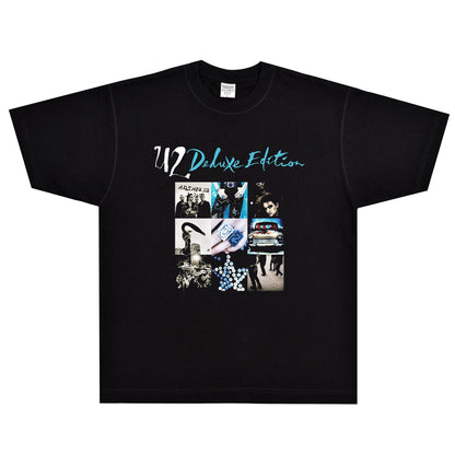 Rock Star T Shirt U2 Achtung Baby T-shirt Rock Band American Street Retro Loose Printed Short Sleeve