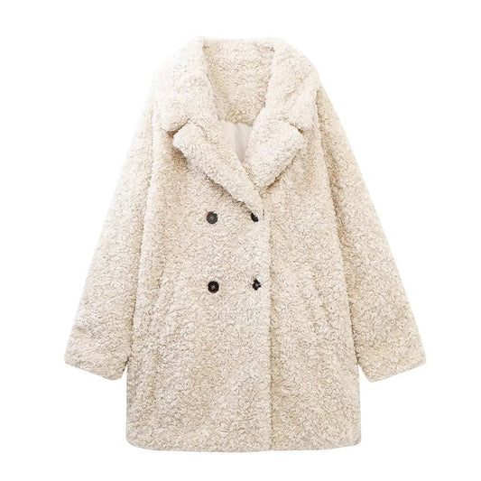 Women Cotton Coat Imitation Lamb Wool Loose plus Size
