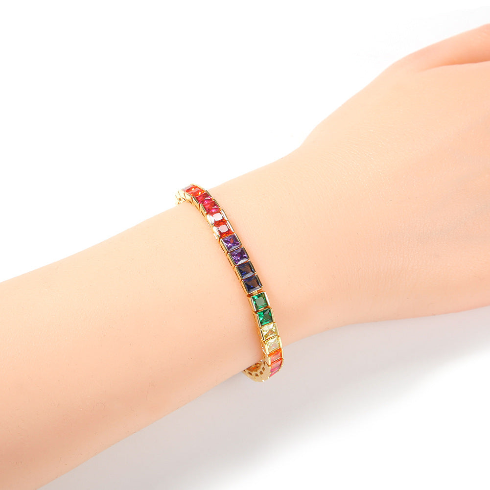 Bracelet Bracelet Copper with Colored Zircon Tennis Spectrum St. Valentine's