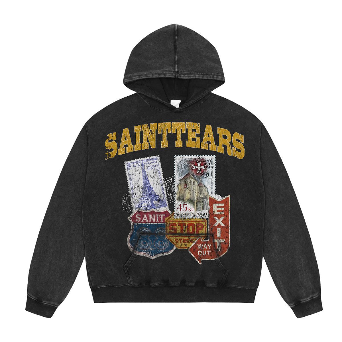 Unisex Hoodies Saint Michael Fashion Loose Old Hoodie