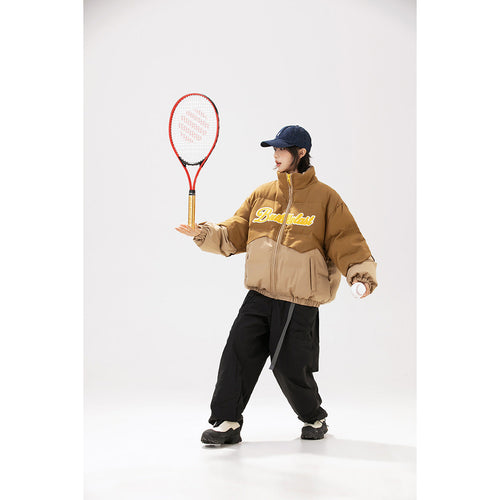 Unisex Coat Stand-up Collar Cotton-Padded Clothes Men and Women Loose Winter