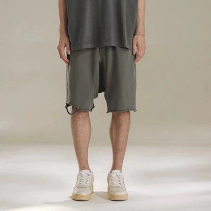 MIJKO Mens Shorts Knife Cut Cotton Shorts