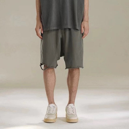MIJKO Mens Shorts Knife Cut Cotton Shorts