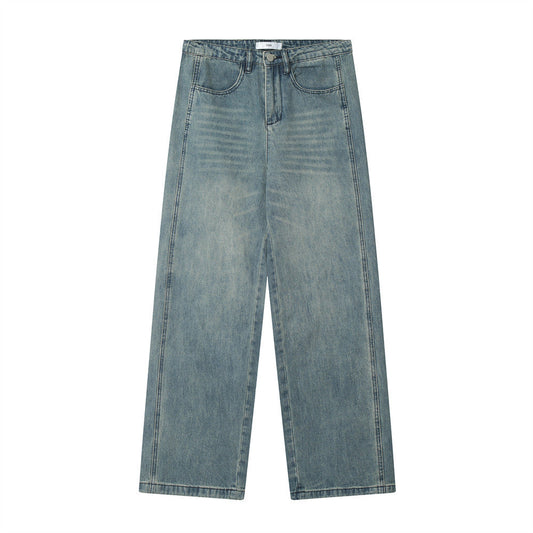Men Jeans Stitching Loose Casual Distressed