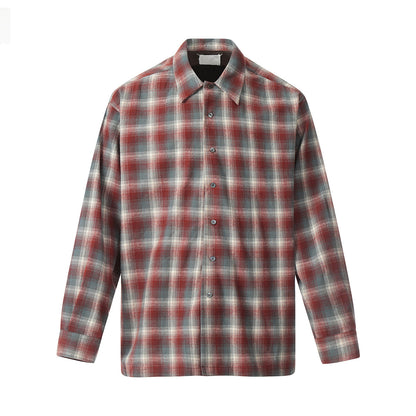 Unisex Shirts BIGTHING Margiela Style Vintage Rust Red Checkered Jacket