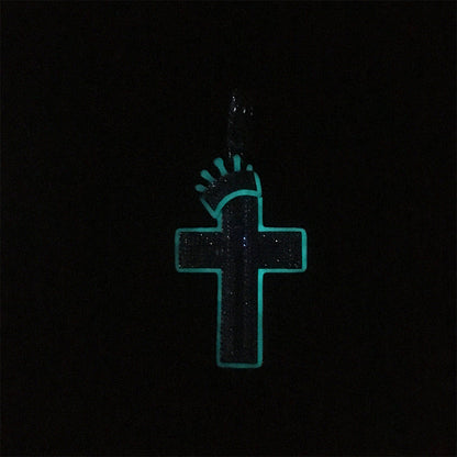 Jewelry Crown Cross Luminous Diamond Pendant Necklace Royalty Night light
