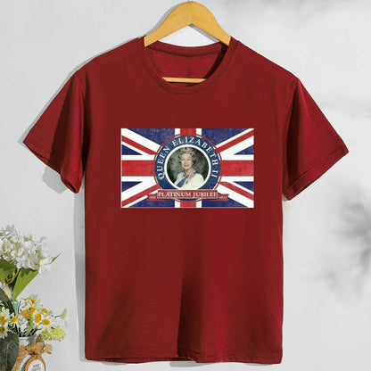 Inspired by Queen's Platinum Jubilee 2022 Elizabeth 70 Years T-shirt Printed Character Top T-shirt with Short Sleeves plus Size