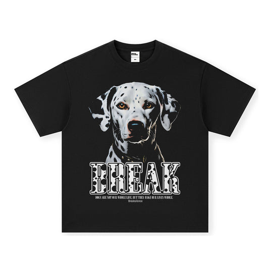 Vintage T-shirts Spotted Dog Cartoon Printed Short Sleeve T-Shirt Cotton