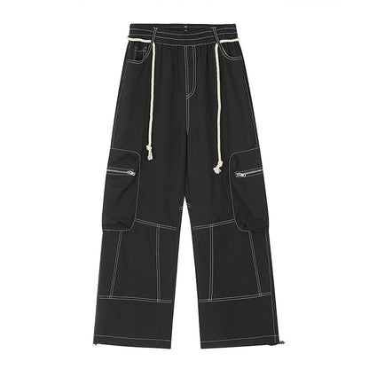 Cargo Pants Silk Drape Multi-Pocket Slacks