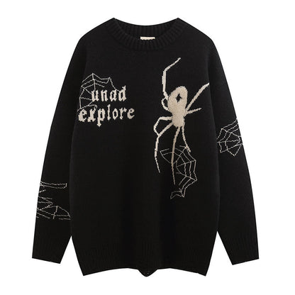 Women Sweater Spider Jacquard Knitted Sweater Versatile