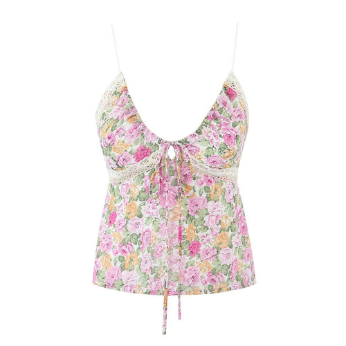 Women Tops Summer V-neck Lace Sling Backless Sexy Top
