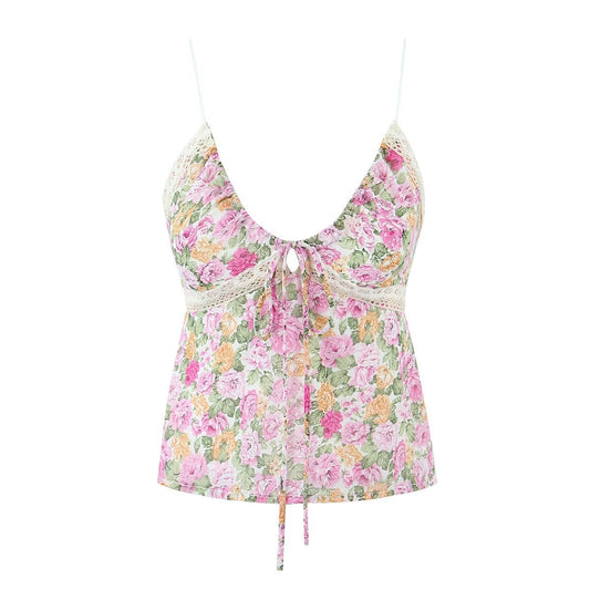 Women Tops Summer V-neck Lace Sling Backless Sexy Top