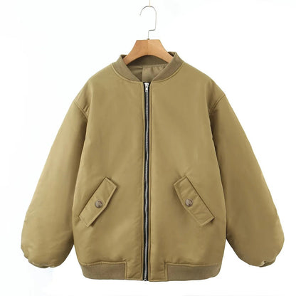 Women Cotton Coat Idle Style Loose Zip Warm