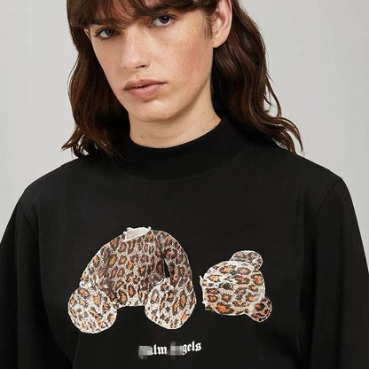 Palm Angle T Shirts Leopard Print Broken Head Bear Word Couple