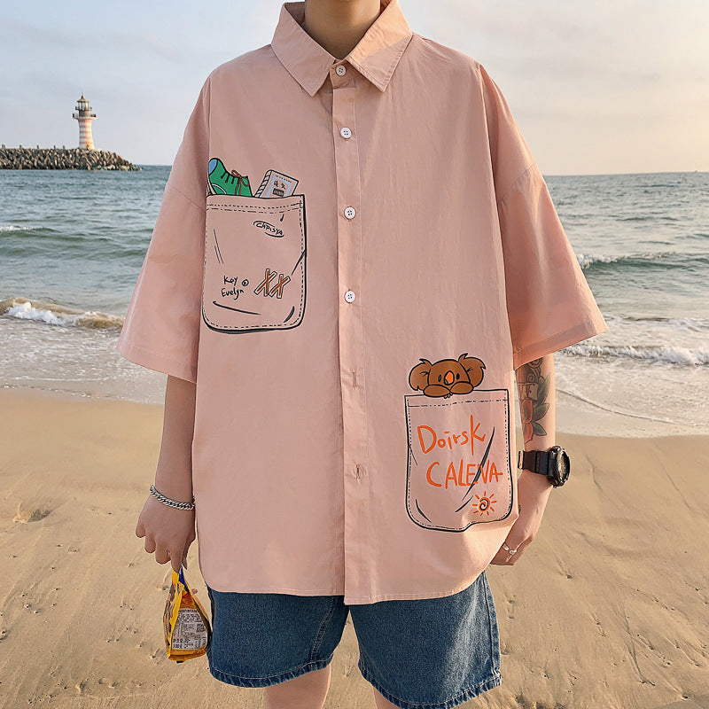 Men's Shirts Graffiti Versatile Youth Summer Thin