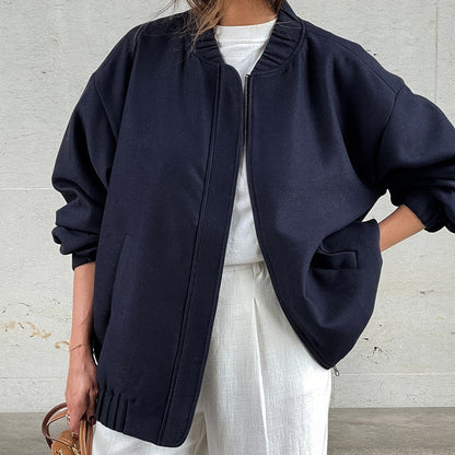 Women Trench Coat Jacket Baseball Uniform Windbreaker Jacket Loose Casual