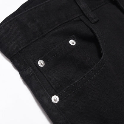 Men Jeans Pure Color Casual Versatile Leg Zipper
