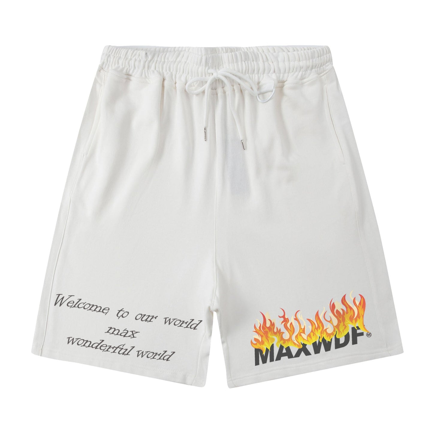Men Shorts Hiphop Vintage Flame Print Sports Shorts