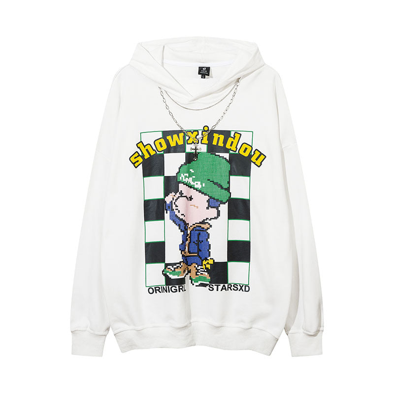 Men Hoodie Hiphop Cartoon Hooded Sweatshirt Men and Women