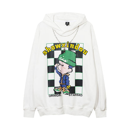 Men Hoodie Hiphop Cartoon Hooded Sweatshirt Men and Women