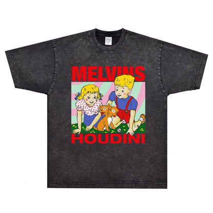 Rock Star T Shirt Melvins Houdini T-shirt Rock Band American Street Portrait Loose Short Sleeve