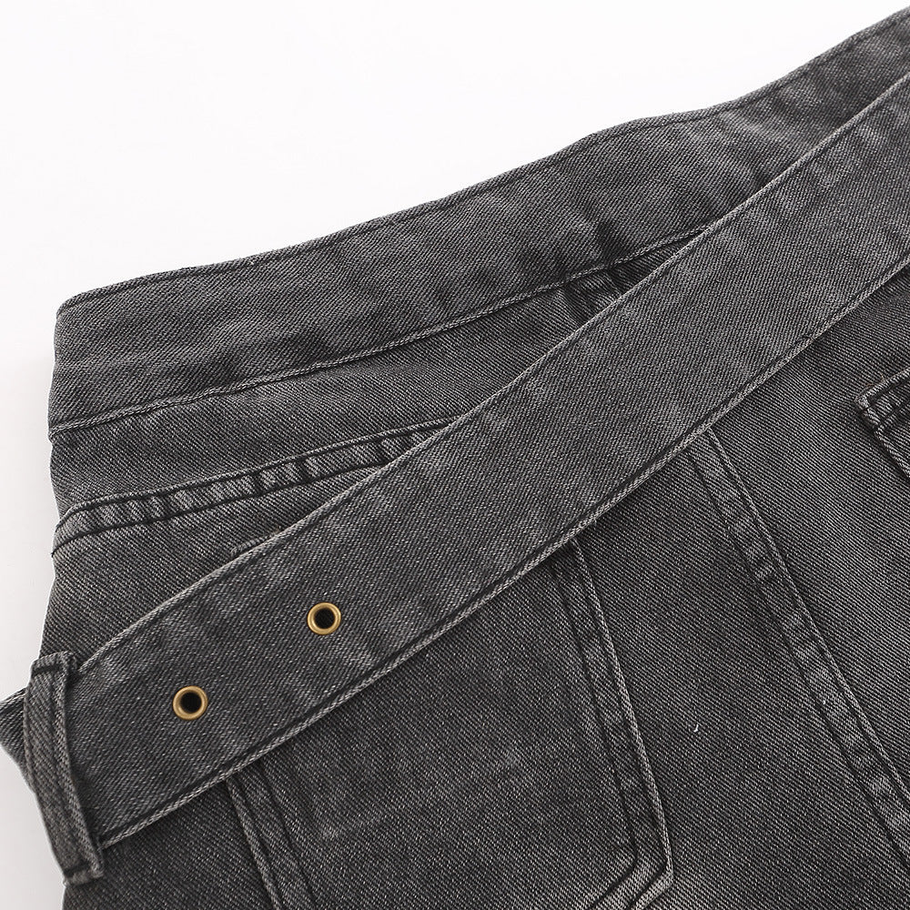Women Shorts A- line Denim Short Culotte Summer High Waist Wash Casual Hot Pants