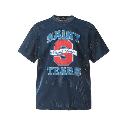 Unisex T-Shirts Saint Michael Mesh vintage Loose Sports T-Shirt
