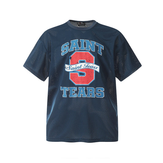 Unisex T-Shirts Saint Michael Mesh vintage Loose Sports T-Shirt