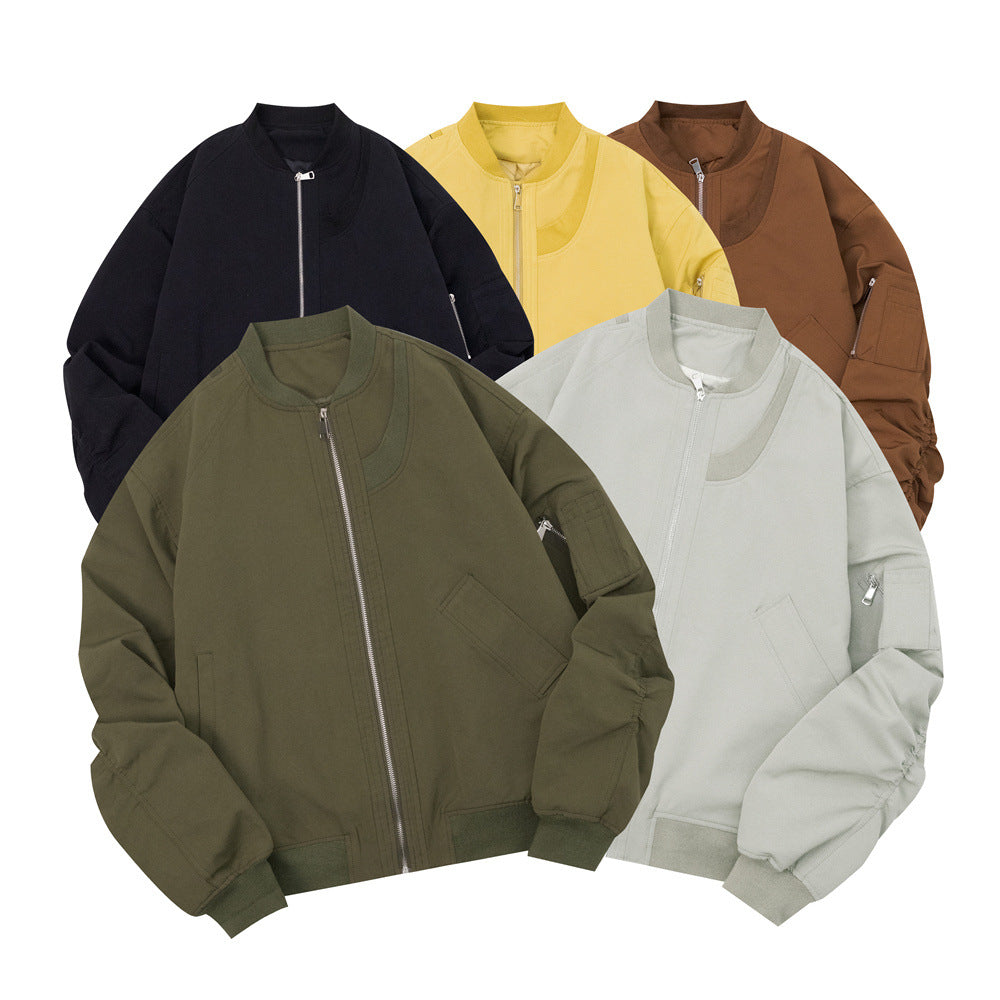 Men Jacket Coat Sleeve Baggy Coat Men's Baseball Uniforms Pilot Jacket Autumn and Winter