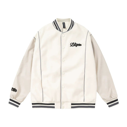 Men Jacket Coat Baseball Uniform Men's Ins Embroidered Pu Stitching Jacket Jacket