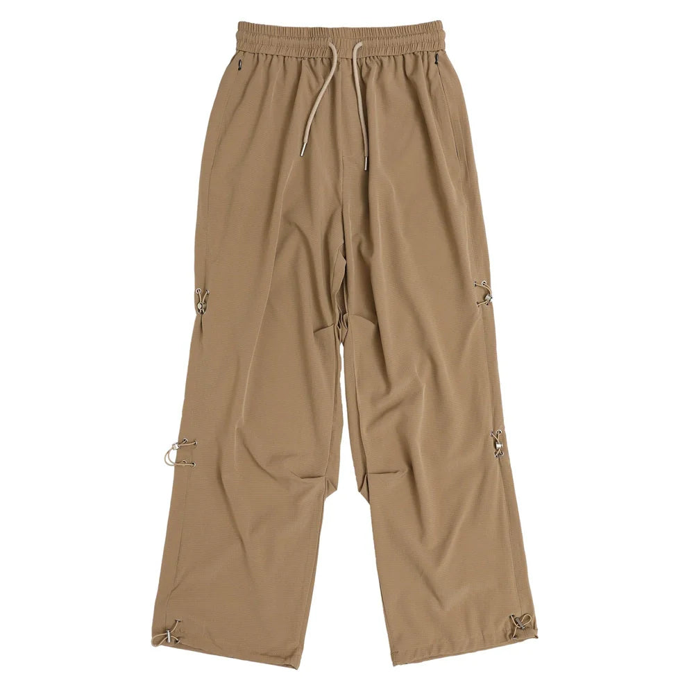 Men Sweatpants Loose Mesh Breathable Trousers Pleated Drawstring Ankle Banded Pants