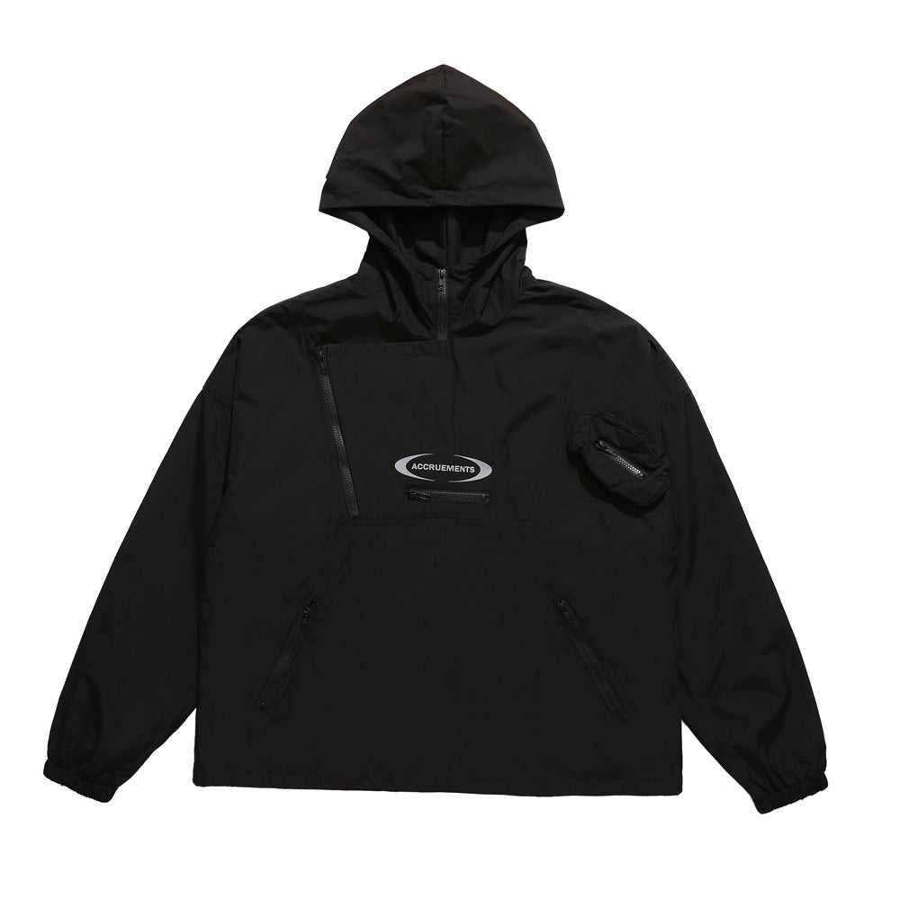 Men Jacket Coat Shell Jacket Men Outdoor Windproof Exercise Hooded Coat Loose Spring and Autumn