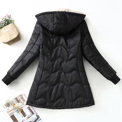 Women Cotton Coat Mid-Length Leisure Fleece-lined Imitation Lamb Wool