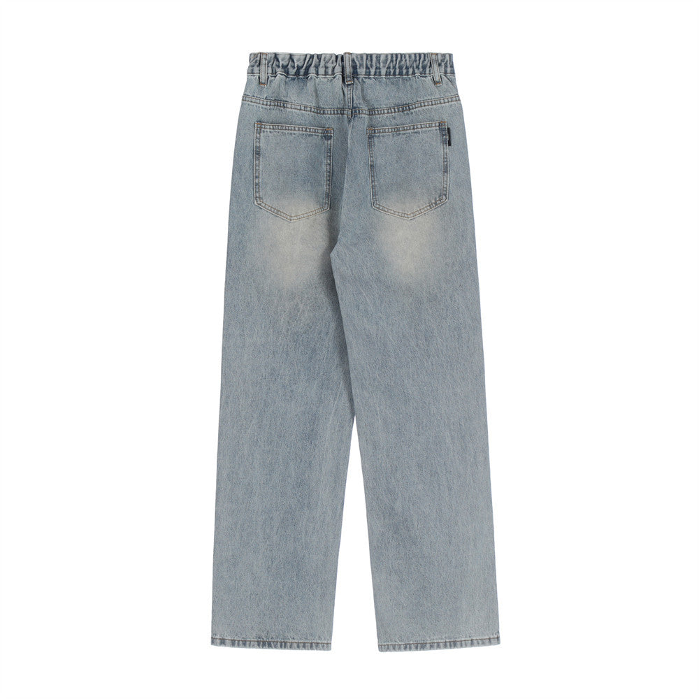 Men Jeans Solid Color Simple Personality Jeans Loose Casual