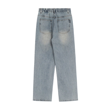 Men Jeans Solid Color Simple Personality Jeans Loose Casual