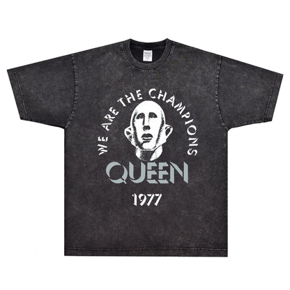 Rock Star T Shirt Queen We Are The Champions T-shirt Rock Band American Style Loose Vintage Short Sleeve