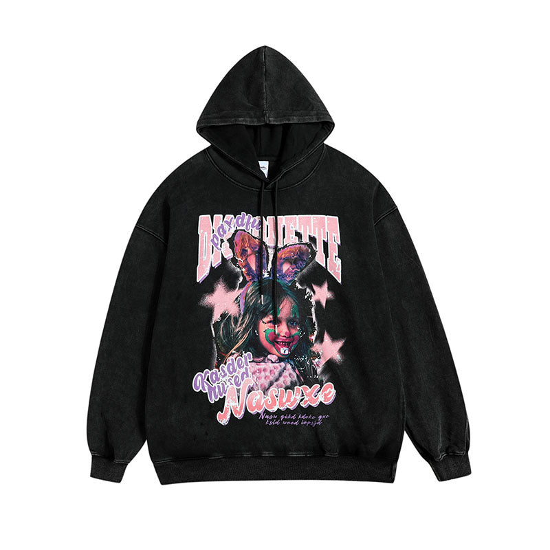 Men Hoodie Retro Couple Hooded Sweater Men and Women Loose-Fitting Hoodie