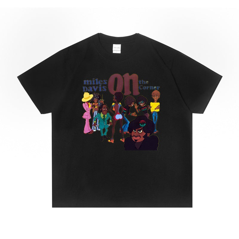 Rock Star T Shirt Dark Prince Miles Davis Printed T-shirt Cotton Short Sleeve