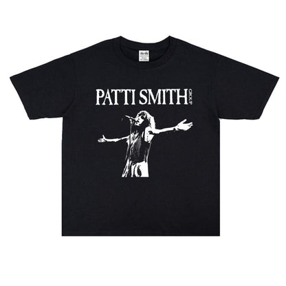 Rock Star T Shirt Patti Smith Personalized Printed T-shirt Washed Distressed Loose Cotton