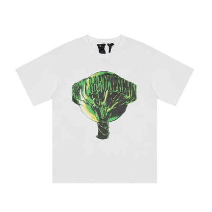 Vlone T Shirts Dark Green Melting Large V Loose Short Sleeve T-shirt Men and Women Half Sleeve