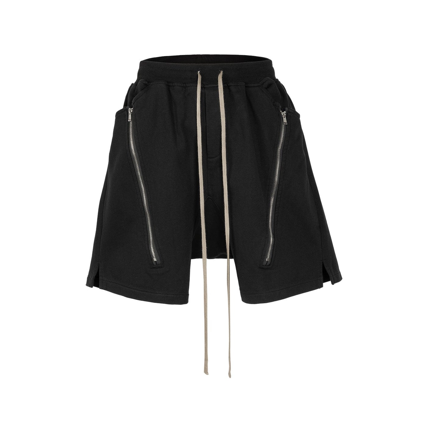 MIJKO Men Shorts Casual Pants Double Zipper Split Shorts